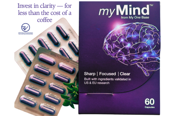 MyMind supplement packaging with capsules on a white background
